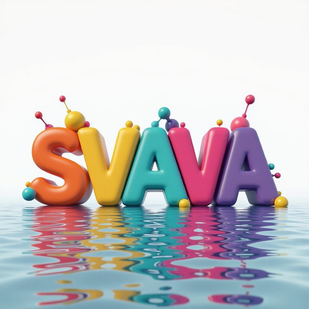 Vibrant 3D SVAVA Word Art on White Background