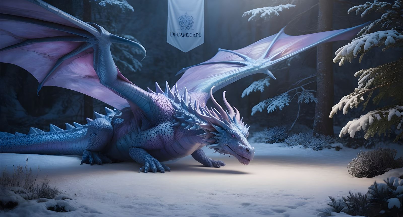 Sapphire Dragon Protects Sleeping Maiden: Digital Painting