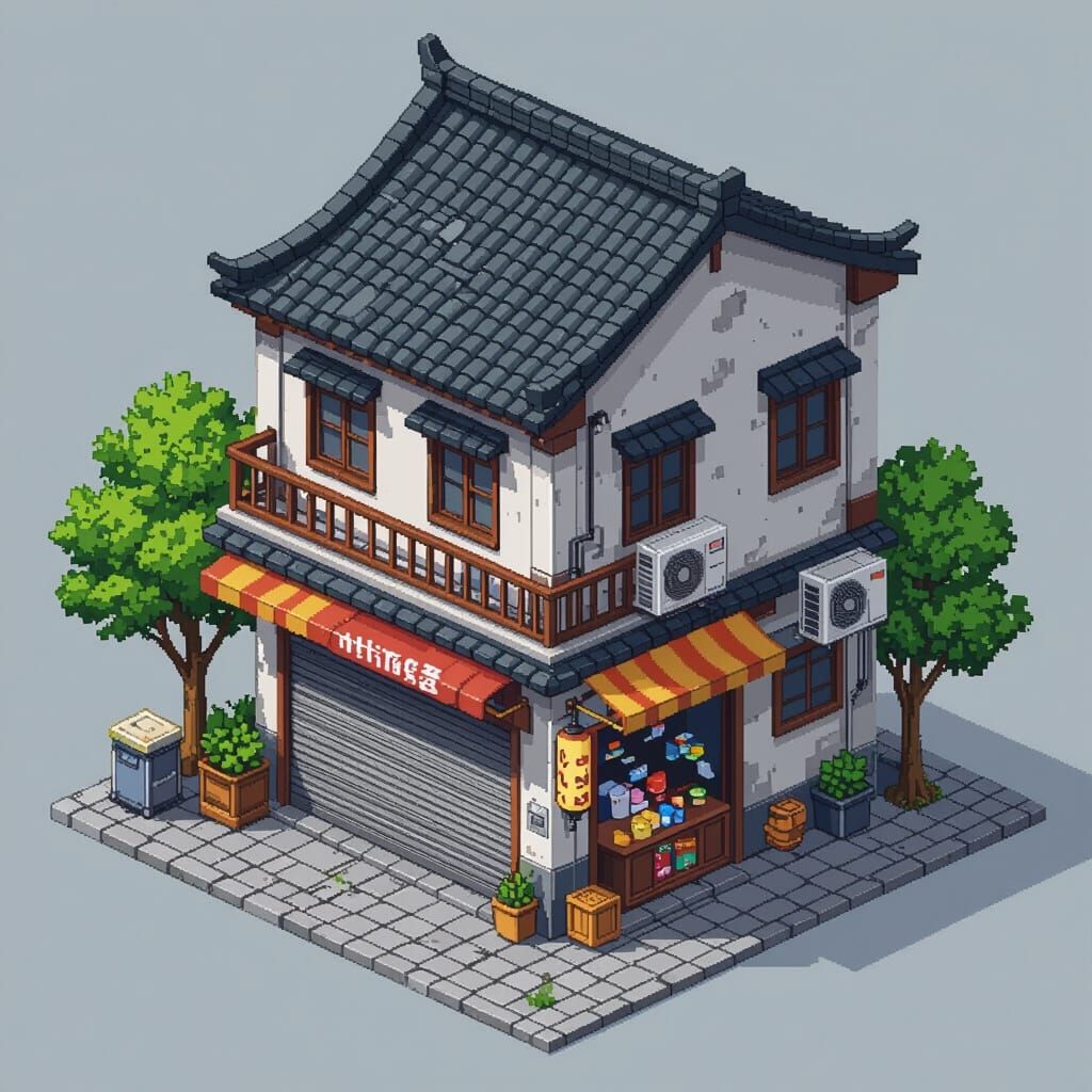 Taiwanese Building in 2.5D Isometric Tilemap Layout