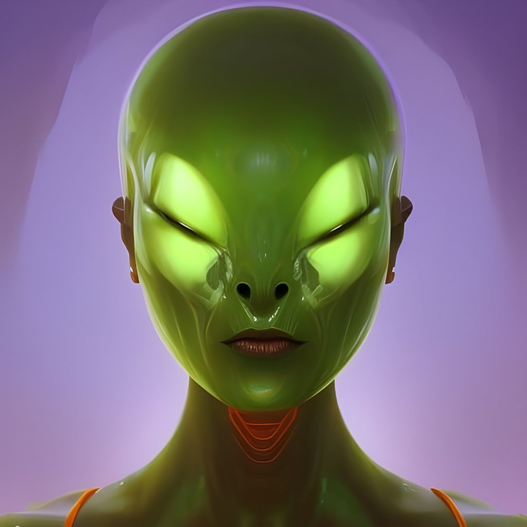 Detailed Melon Head Alien Portrait