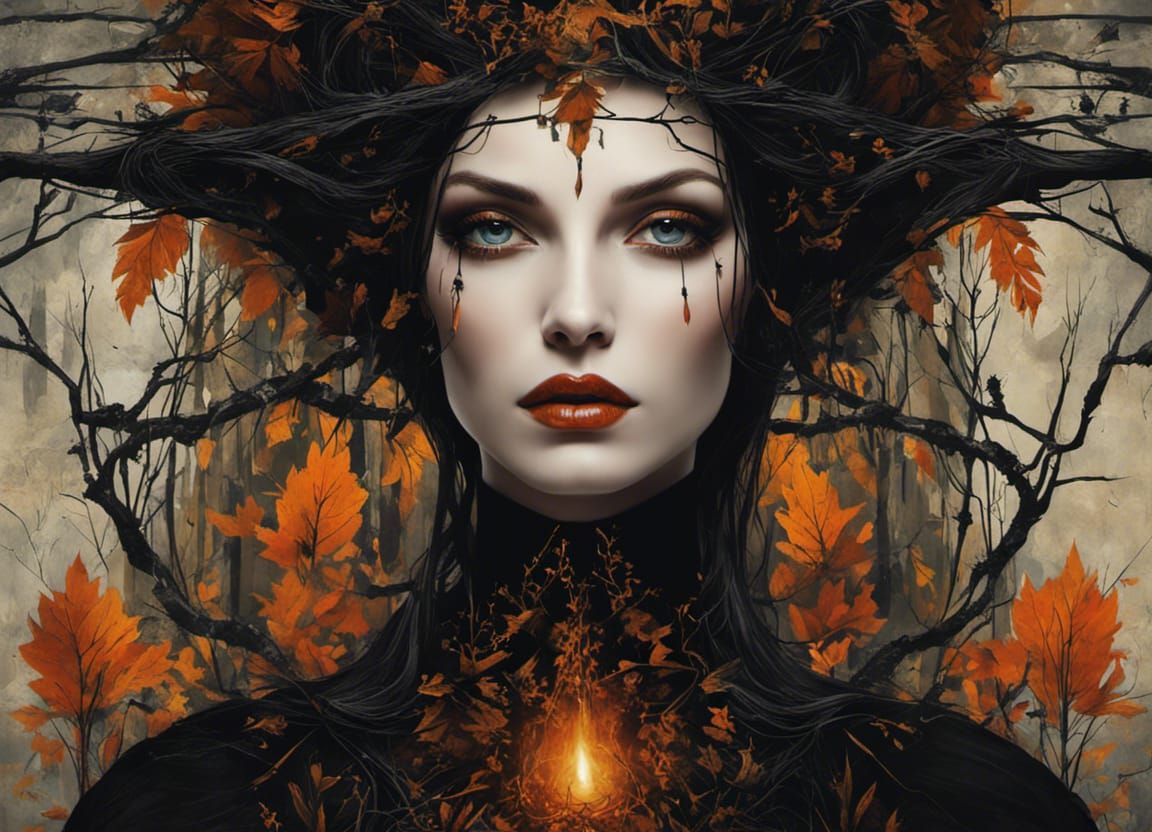 Mercy Black, the autumn witch made of twigs