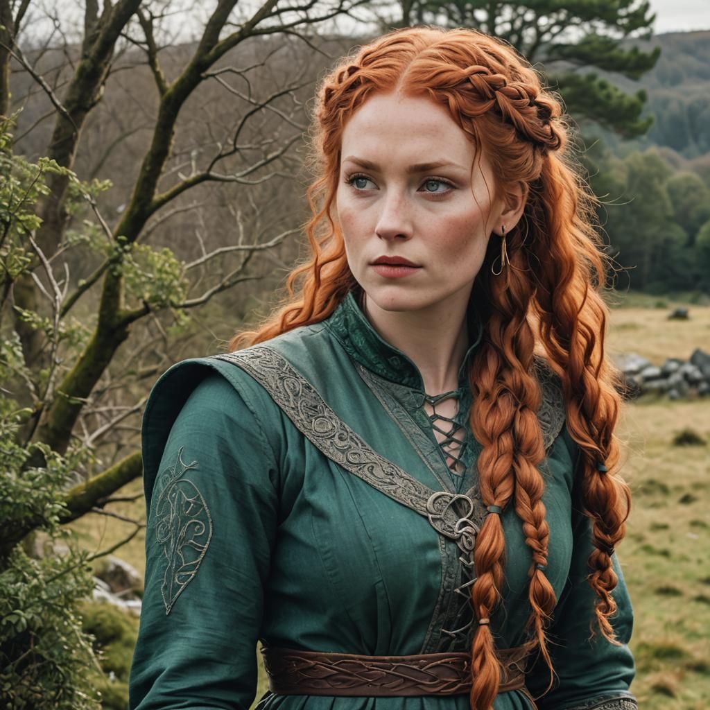Norse Woman with Red Hair and Green Eyes