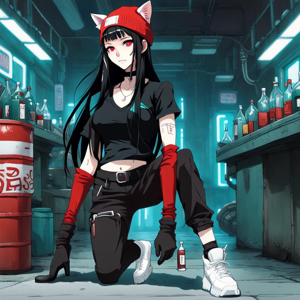 Cyberpunk Anime Character in Neon Cityscape