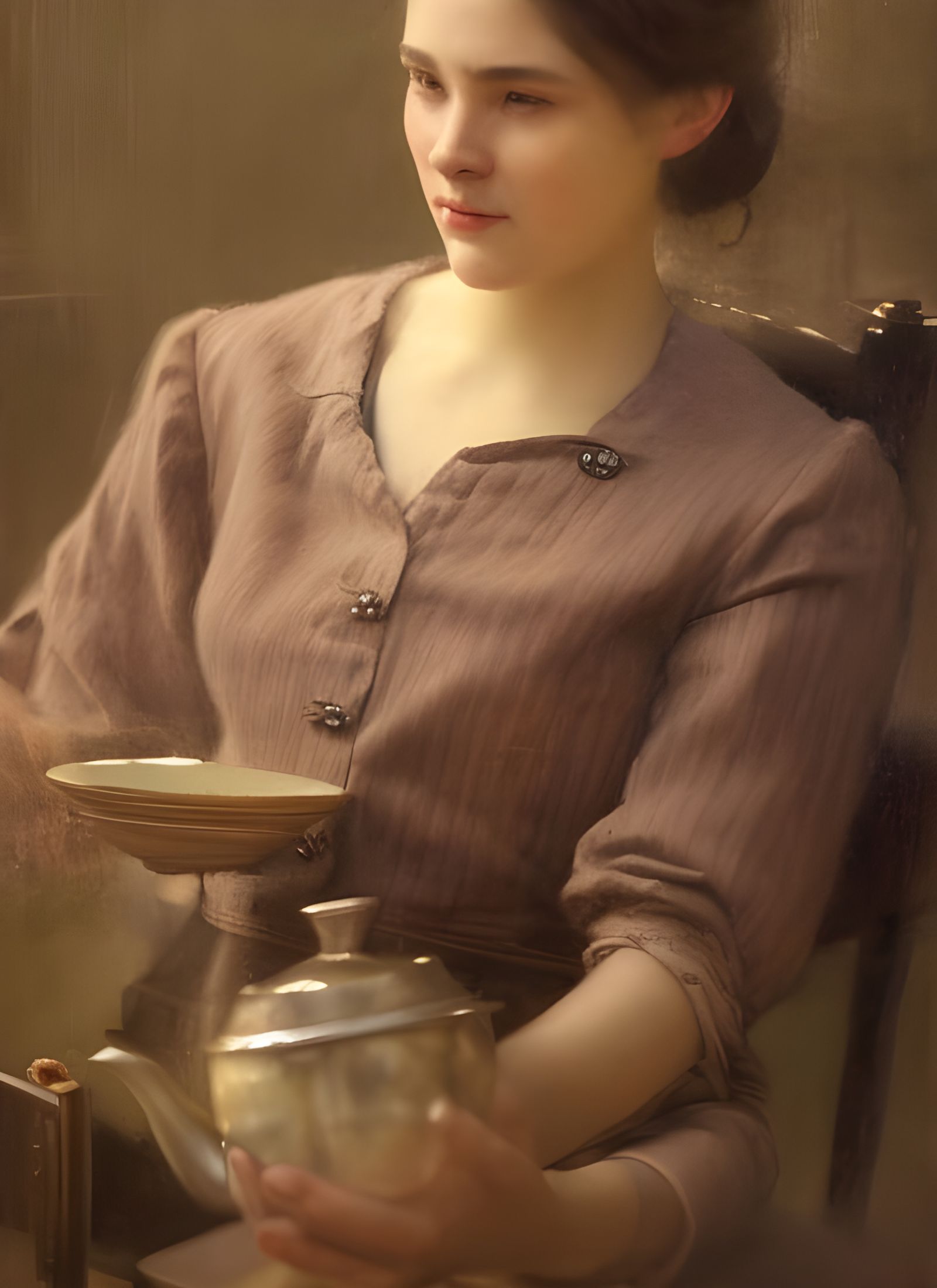 Beautiful Woman in Cafe: A Photorealistic Portrait