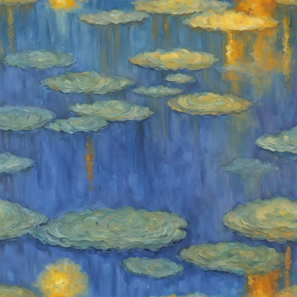 Impressionist Pond at Twilight with Thick Brushstrokes