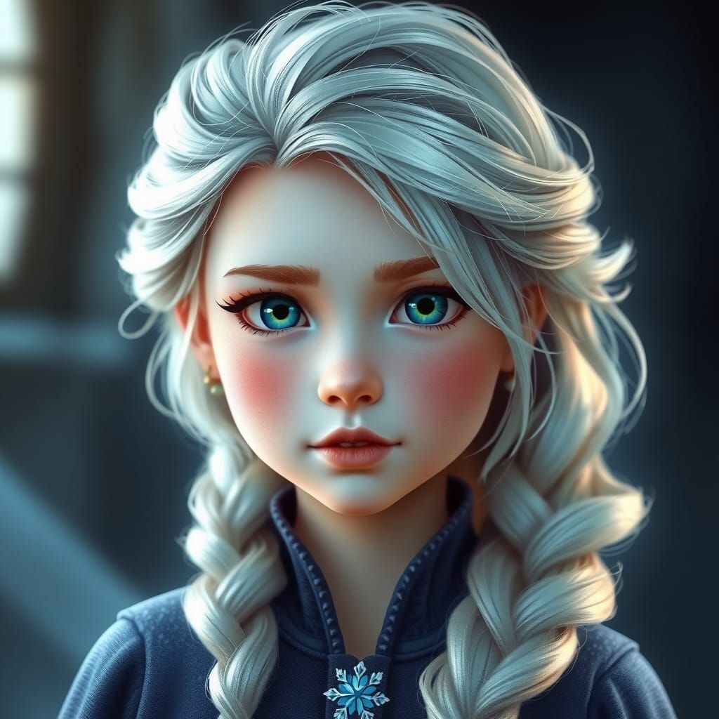 Frozen Fantasy Girl: Realistic Digital Art Portrait