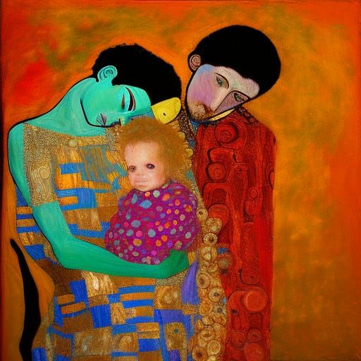 Family Portrait in Art Nouveau Style