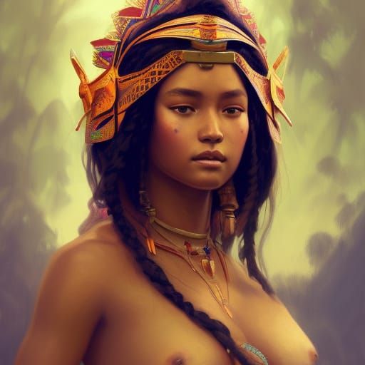 Samoan Princess Portrait, Hyperdetailed Artstation Concept A...