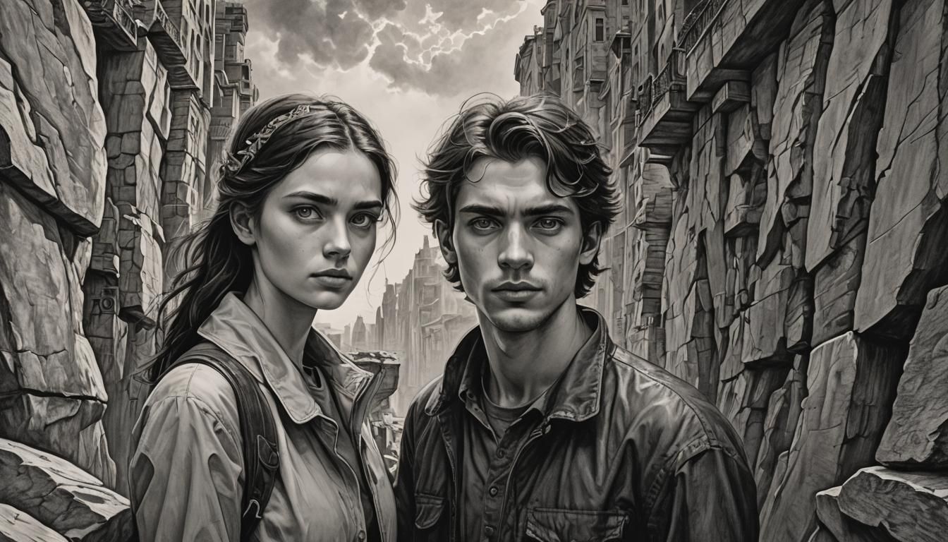 Hyperrealistic Lovers on the Edge of Destiny