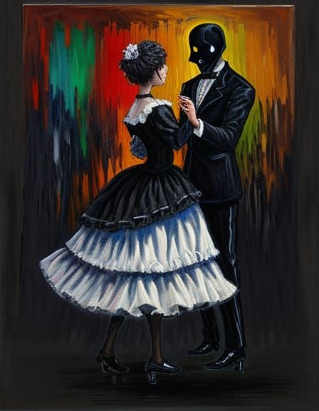 Ghostly Figure Interrupts a Joyful Dance in a Neo-Impression...