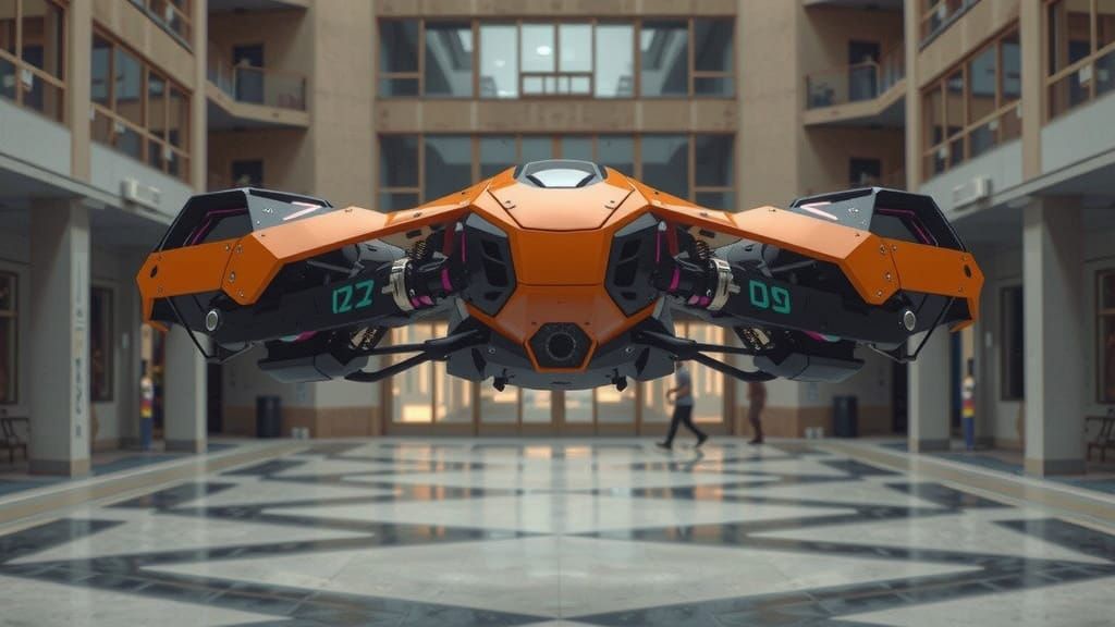 Hoverbike in Futuristic Cityscape