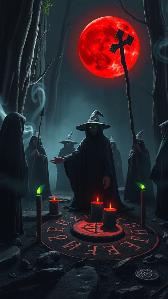 Witches Summoning Forbidden Power in Dark Forest