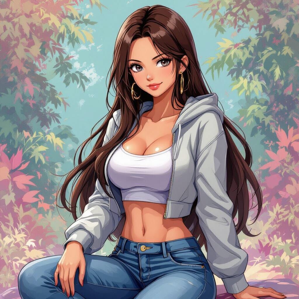 Nami in One Piece Style Hoodie and Jeans