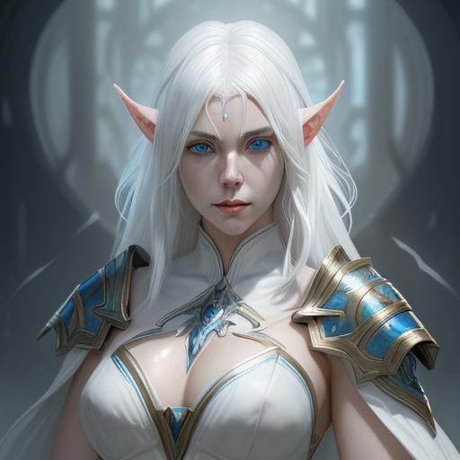 Blood Elf, White Hair, Blue Eyes, White Skin, Female