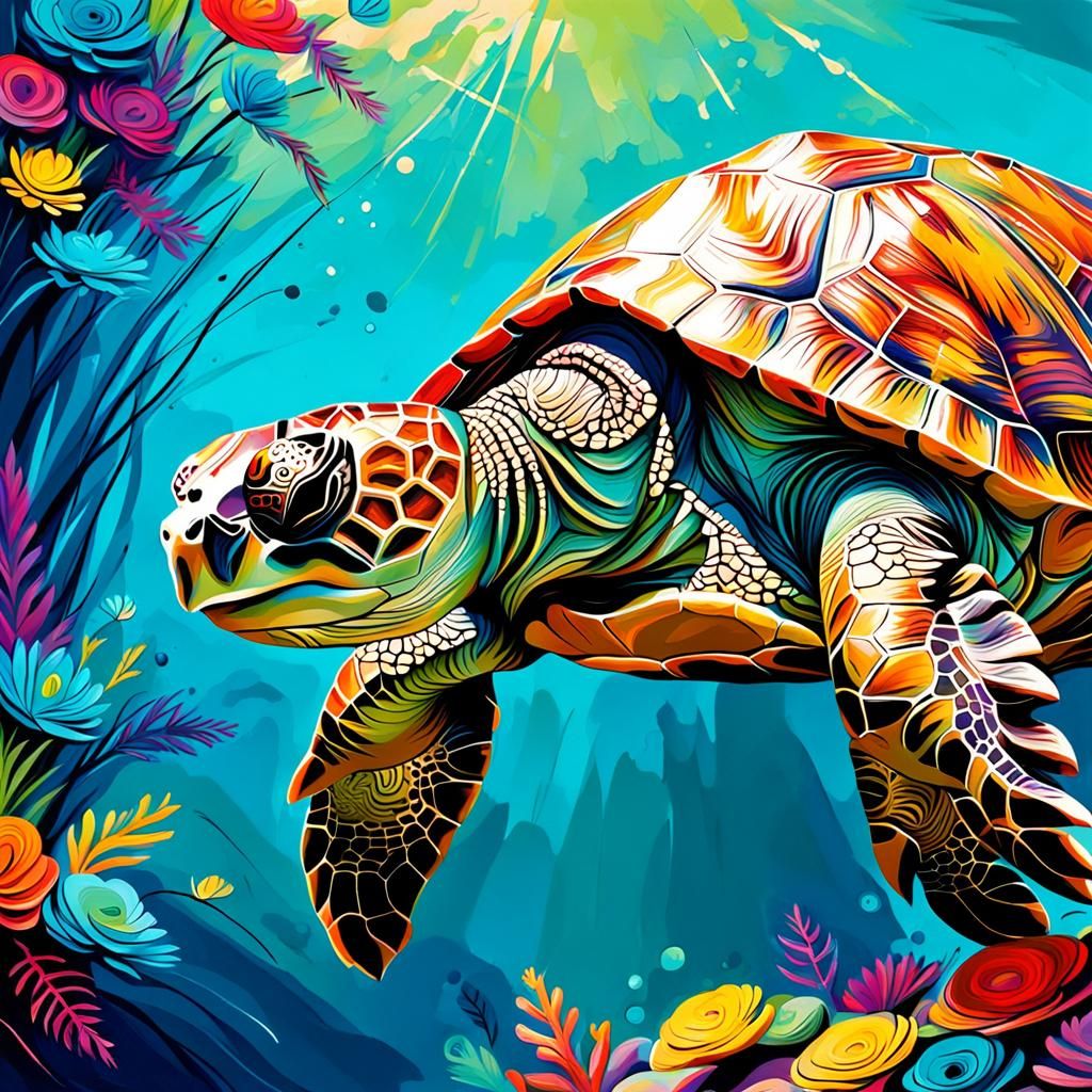 Abstract Turtle Art in Complementary Colors