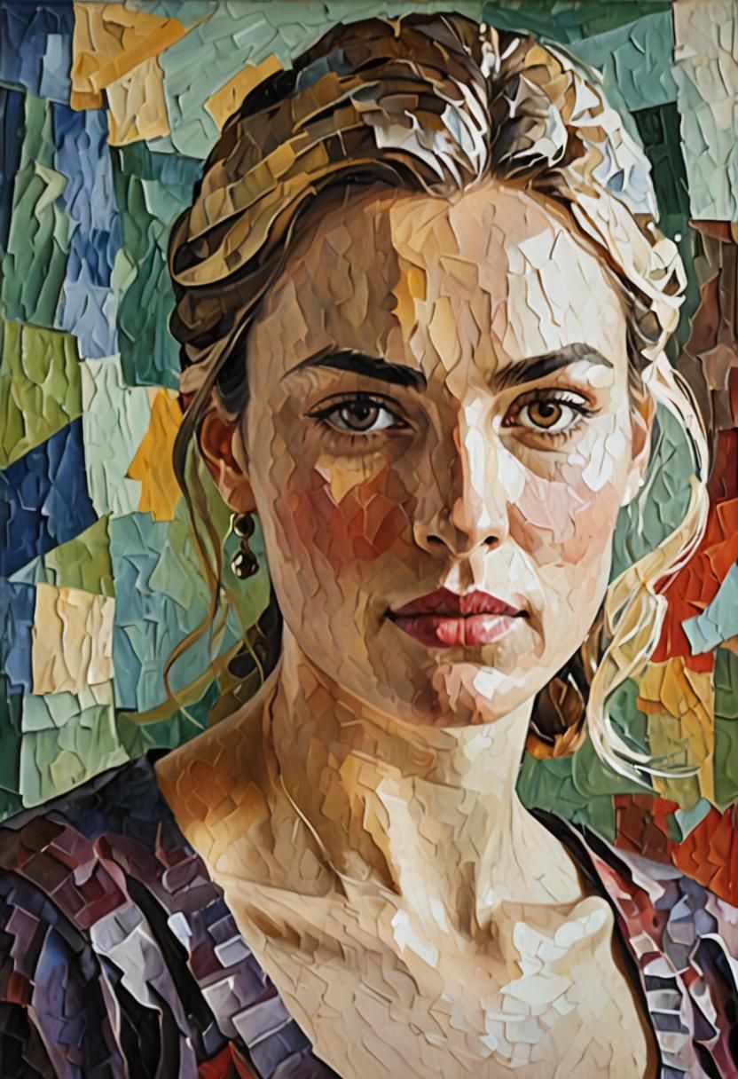 Young Woman's Portrait in Impasto Style