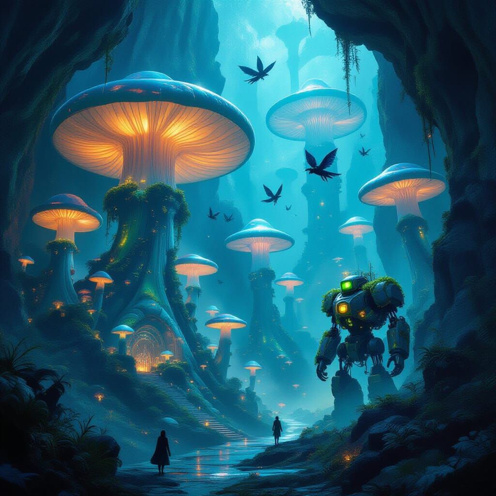 Ethereal Mushroom City in Forgotten Cavern