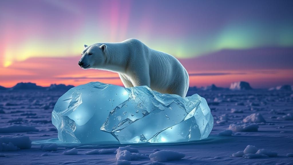Crystalline Polar Bear in Arctic Twilight