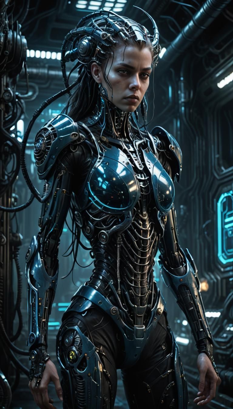 slimy, creepy female cyborg demons, different full body mode...