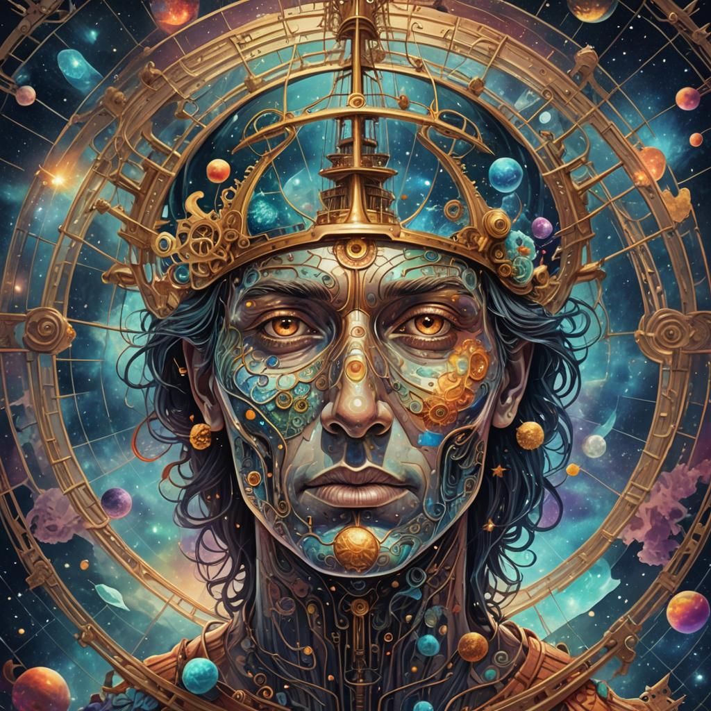 Sailing Ship Inside Head, Astral Illustration