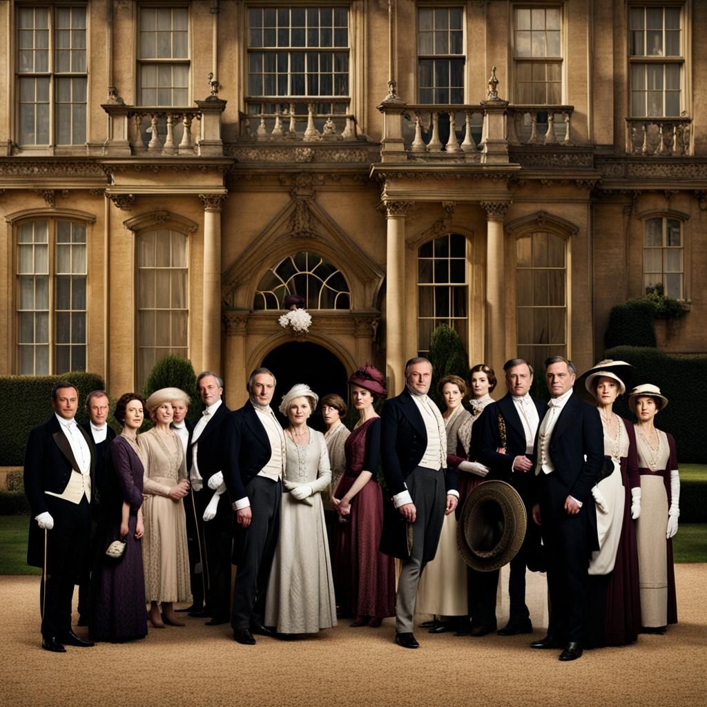 Downton Abbey House and Cast Image