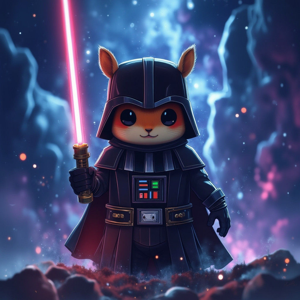 Chipmunk as Darth Vader in Outer Space