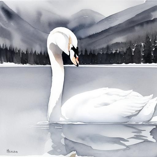 Elegant White Swan in Gentle Winter Landscape