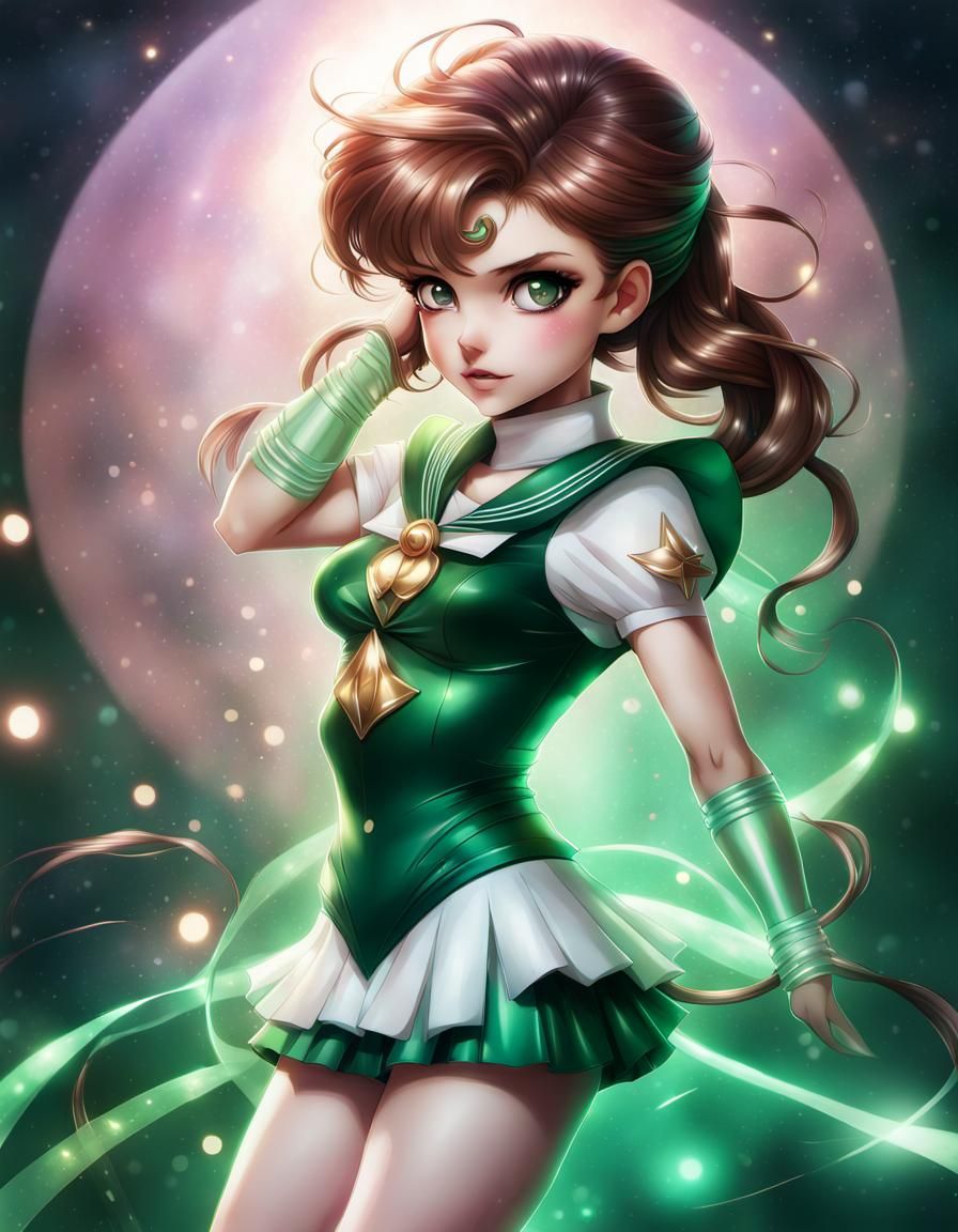 Sailor Jupiter Digital Art Portrait with Bokeh