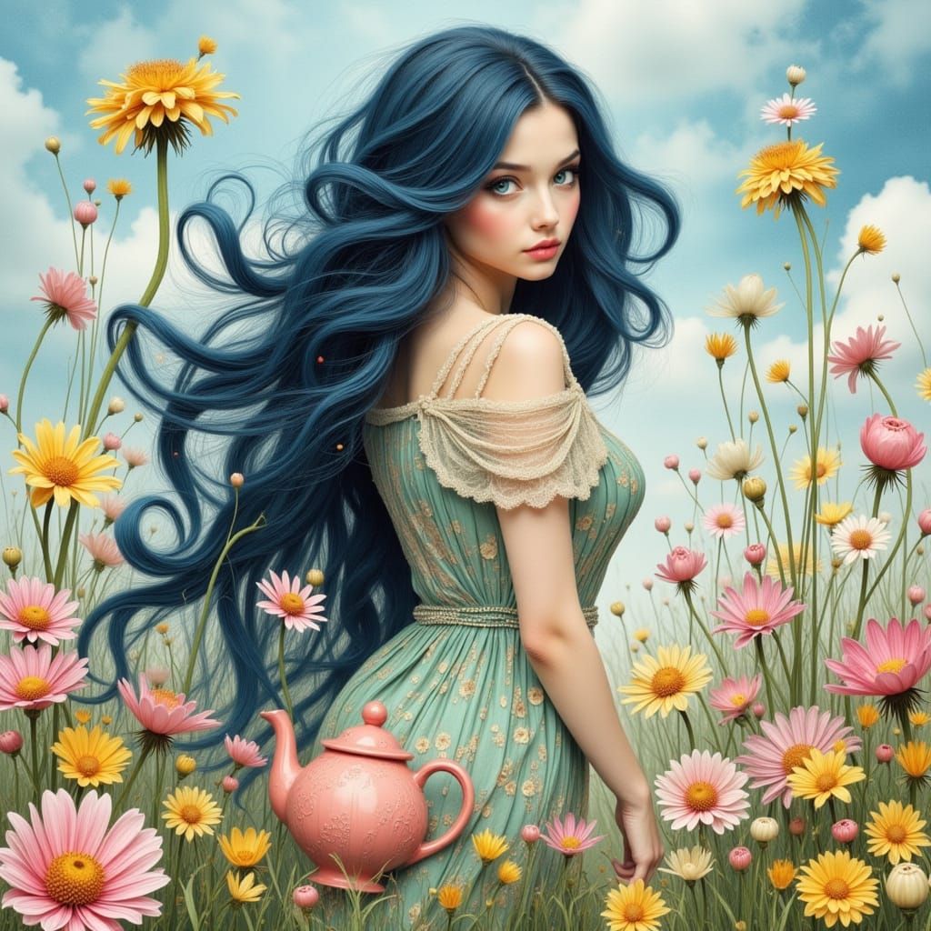 Anime Woman in Magical Wonderland