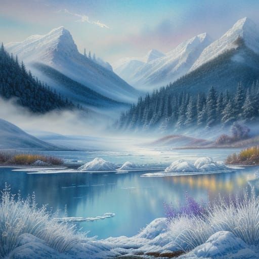 Watercolor Fantasy Landscape with Victorian Inspiration