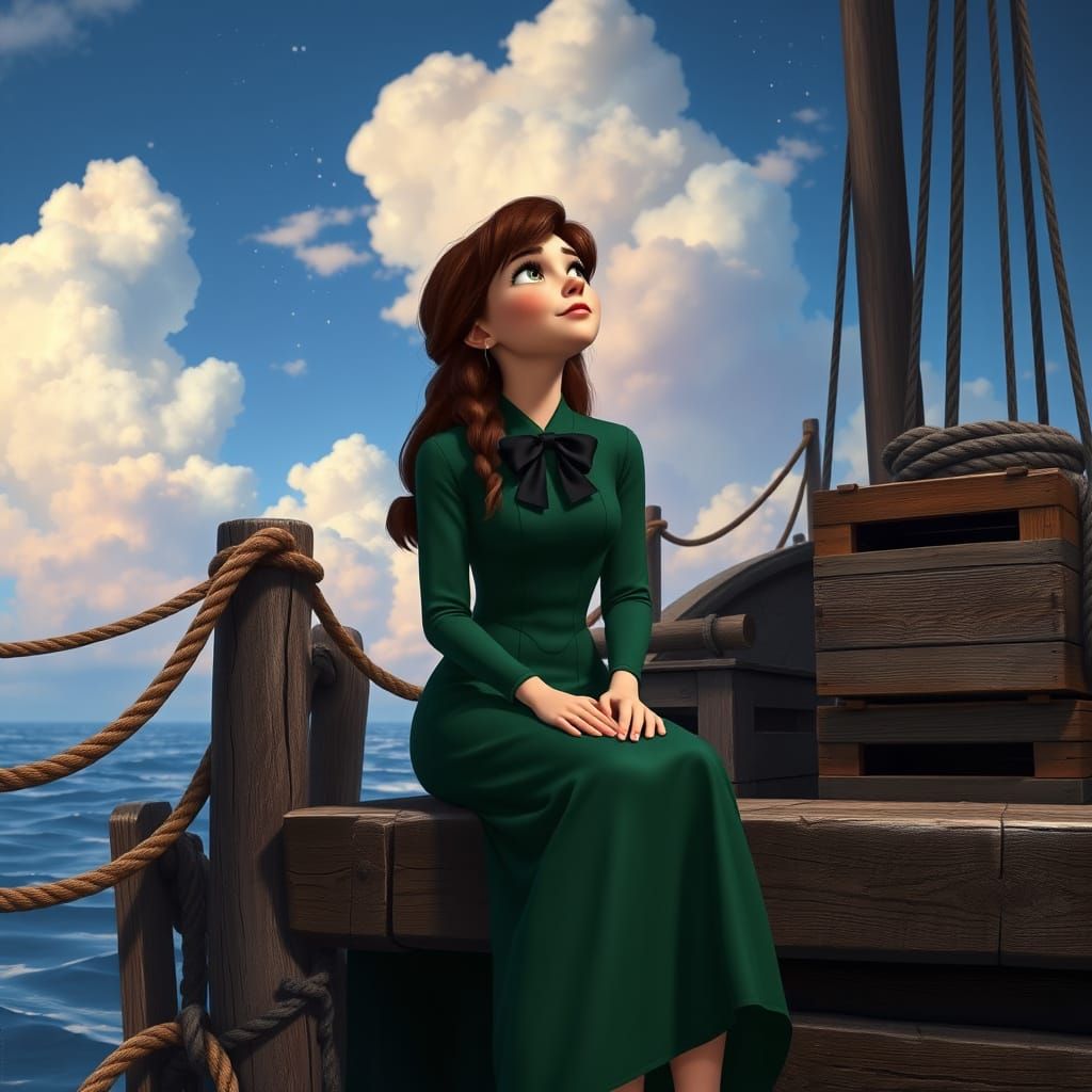 Enigmatic Mermaid Queen Contemplates the Sea