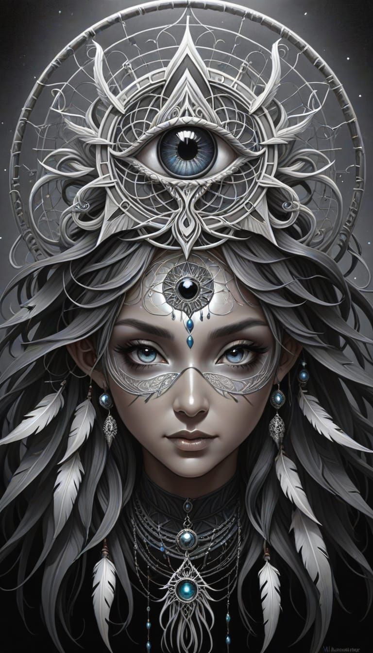Dreamcatcher Goddess in Cyberpunk Realism