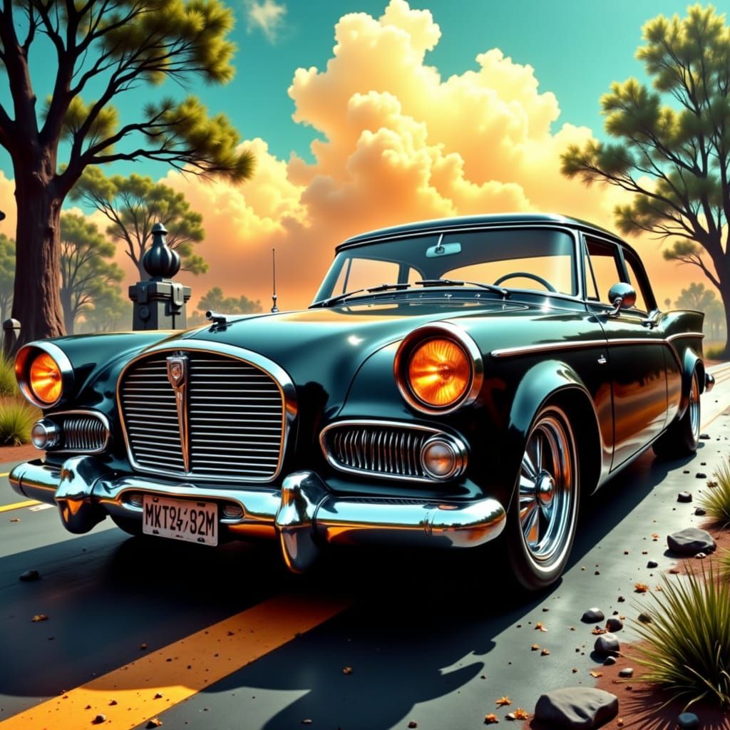 1960 Studebaker Hawk in Glossy Black, Futuristic Design