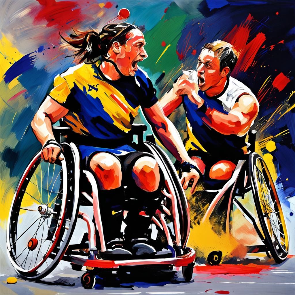 Dynamic Wheelchair Rugby in Abstract Expressionism
