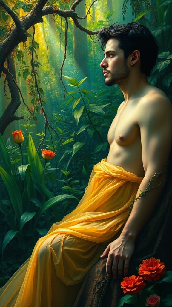 Ethereal Eve in a Whimsical Dreamlike Landscape