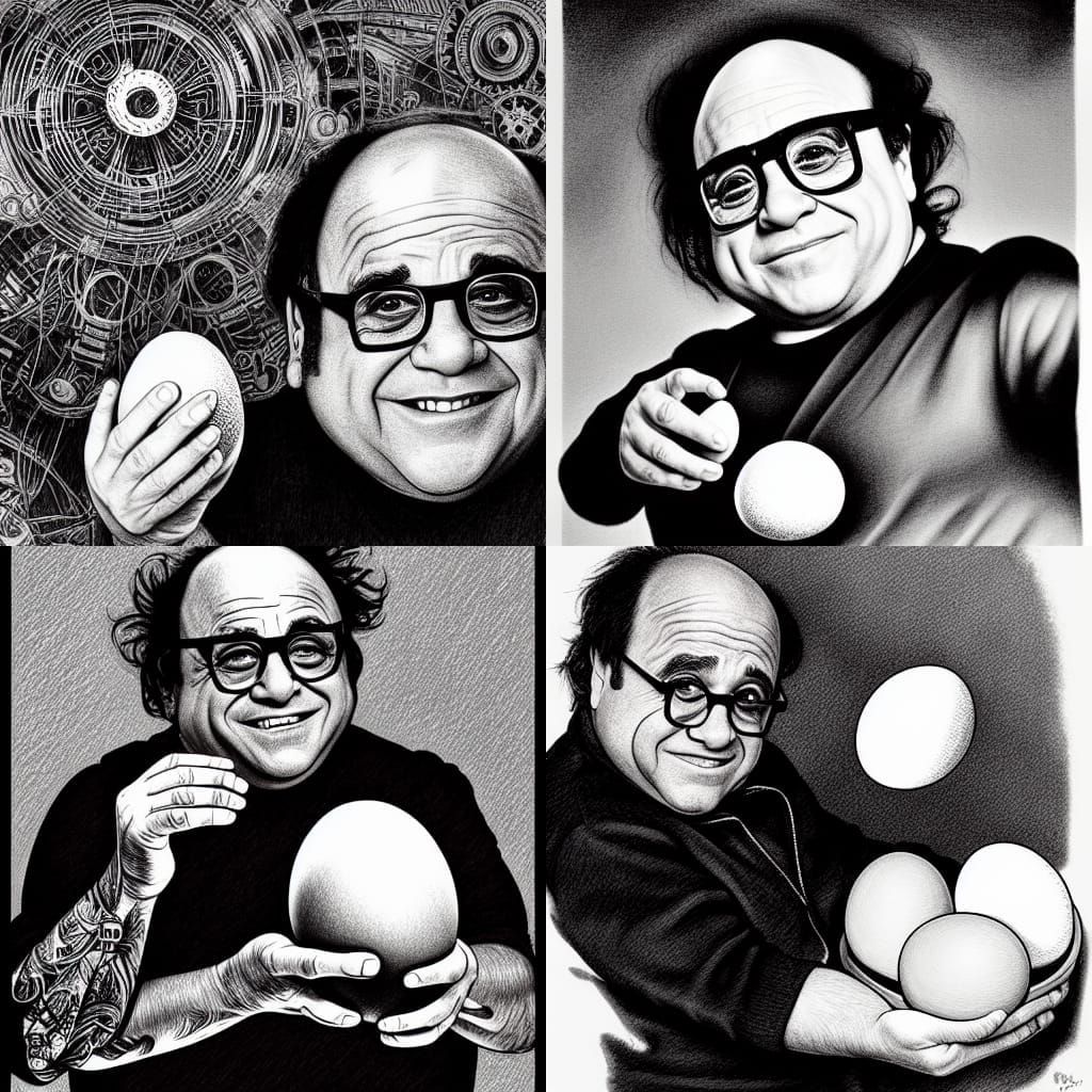 Danny DeVito Steampunk Egg Portrait in Ink