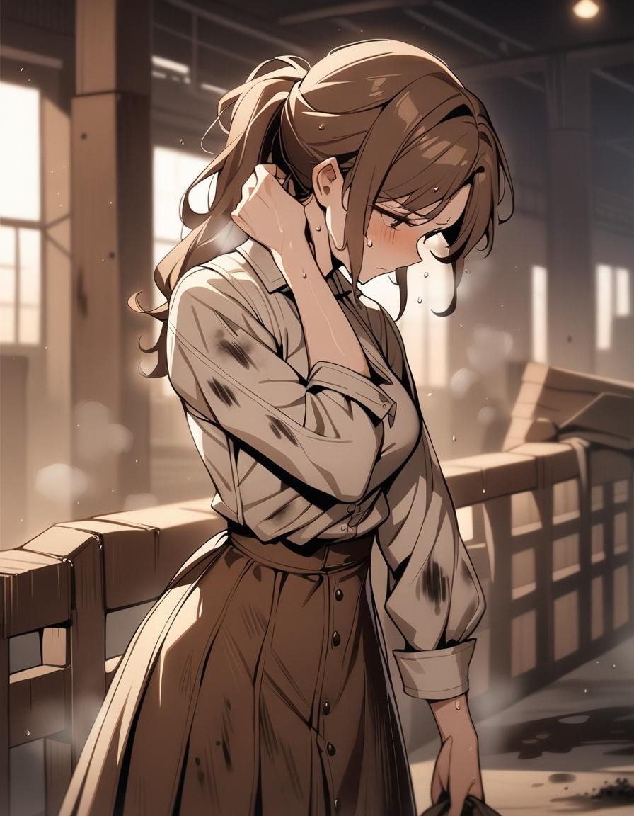 Victorian Factory Worker in Exhausted Repose