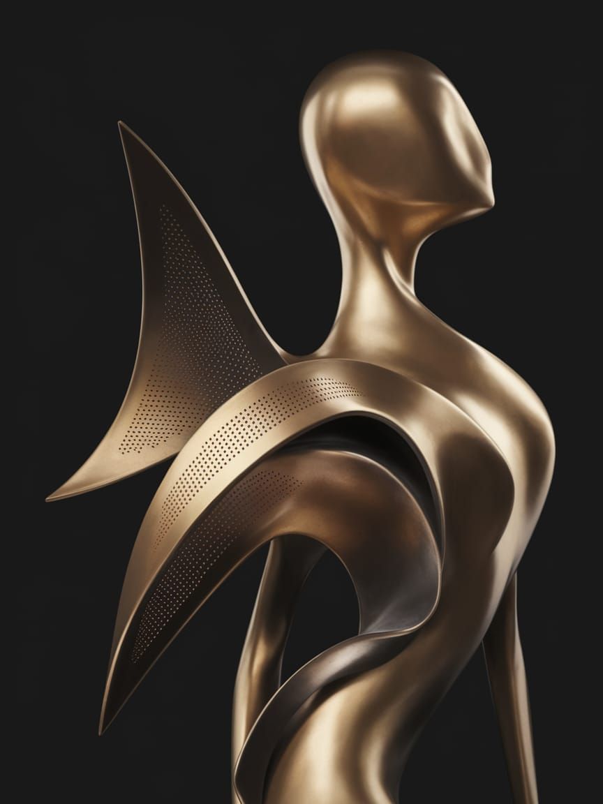 Sleek Bronze Figure in Elegant, Modern Sculpture
