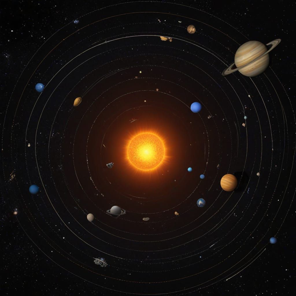 AI Generated Solar System with Planets Orbiting the Sun