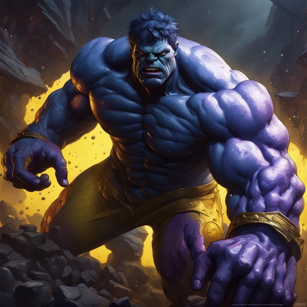 Blue Hulk Dark Fantasy Concept Art