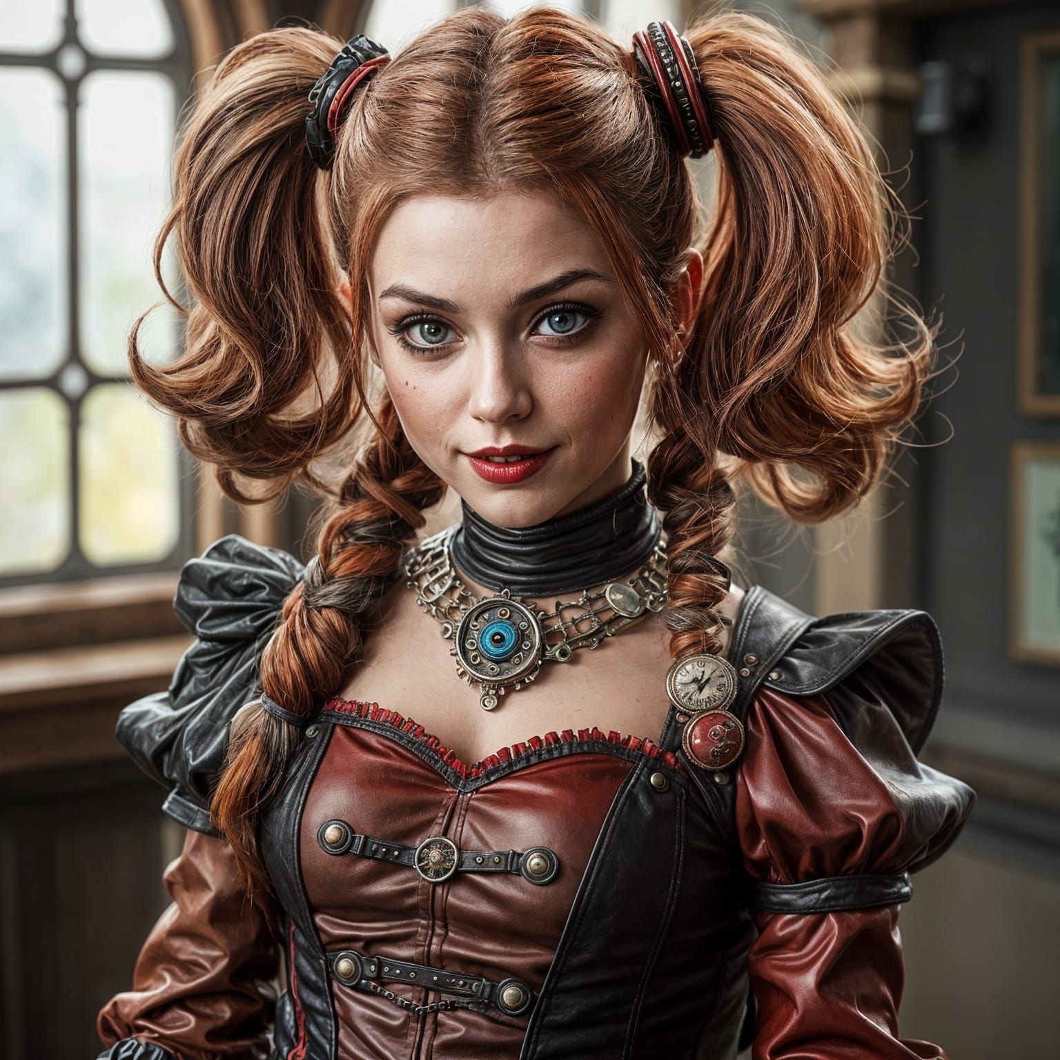 Harley Quinn in Steampunk Victorian Gothic Style