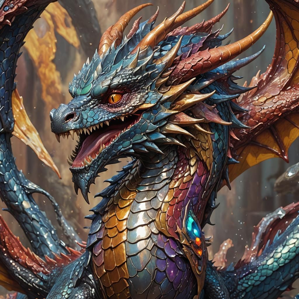 Hyperrealistic Mercury Dragon Concept Art