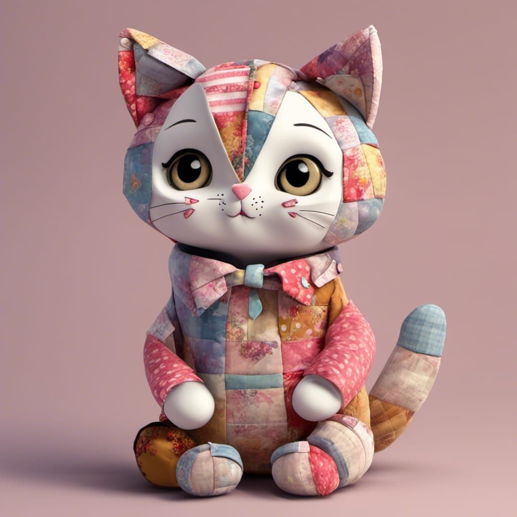 Patchwork Cat in Pretty Clothes
