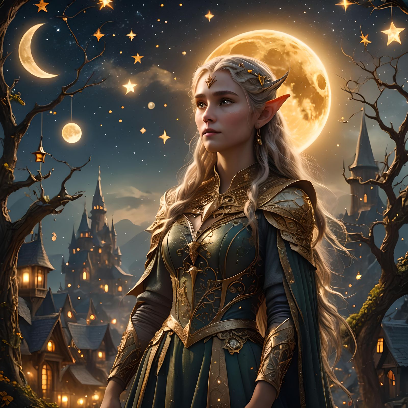 Elf in Moonlight: Epic Digital Matte Painting
