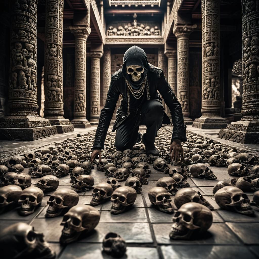 Thief Tiptoes Through Skull-Strewn Temple: Hyperrealistic HD...