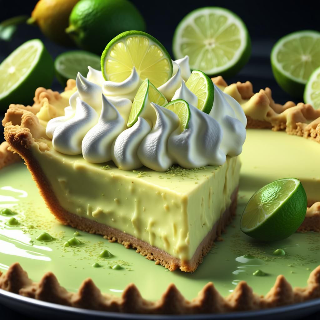 Hyperrealistic Key Lime Pie with Meringue Peaks