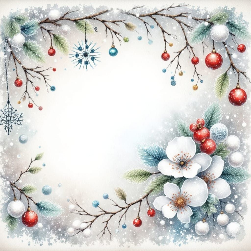 Festive Snowy Scrapbook Page with Christmas Elements