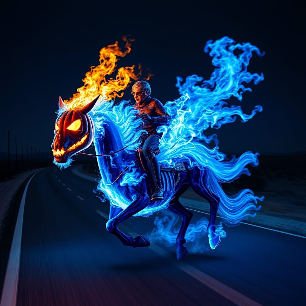 Ghost Rider Jack-O'-Lantern on Flaming Horse