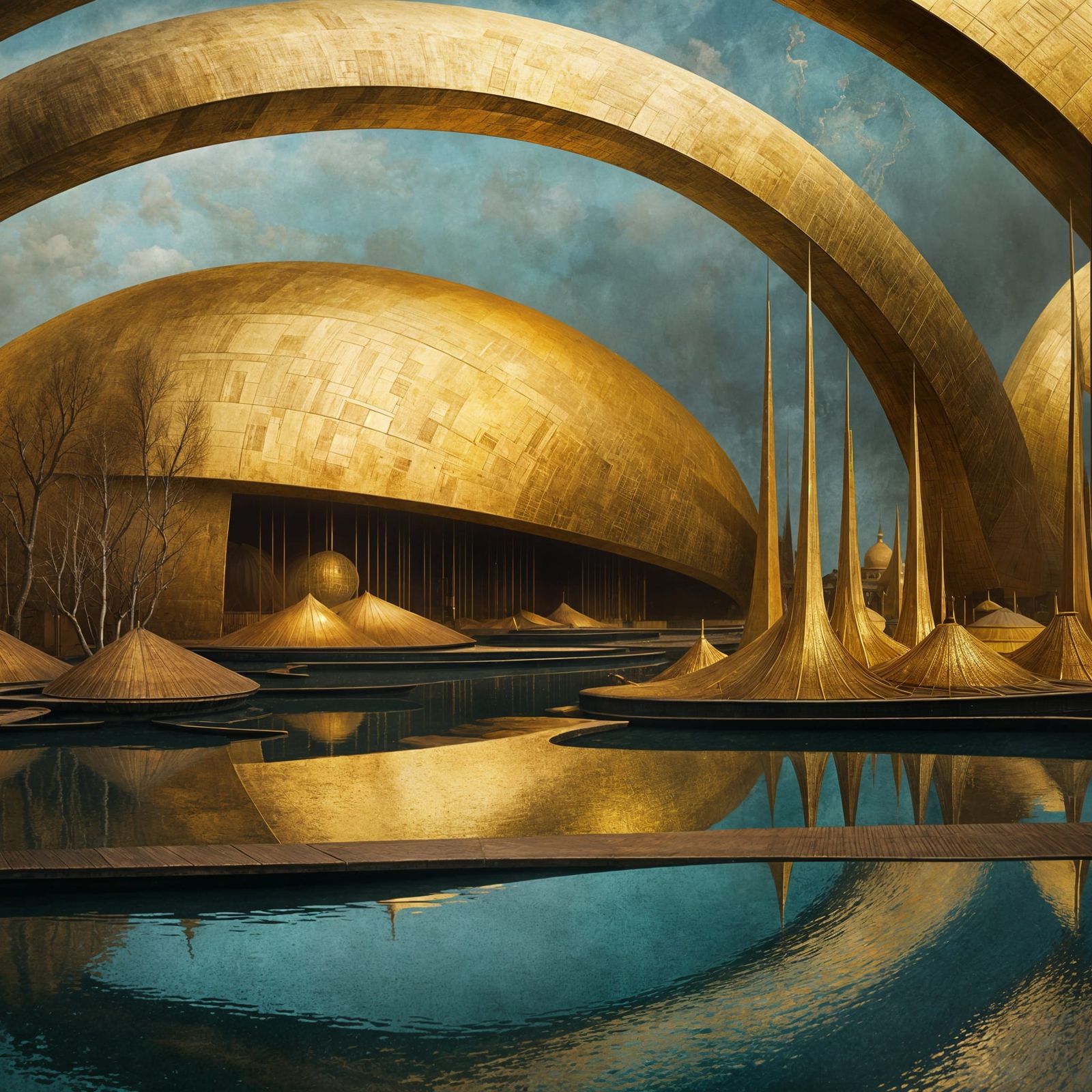 Abstract Gold Blending Cycles in Matte Painting Style