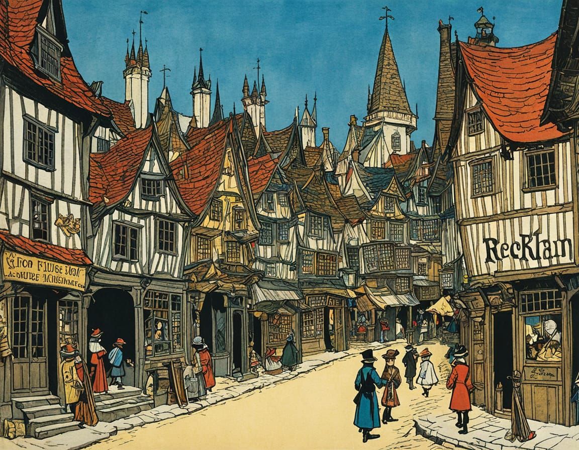 Charming Little Town Scene